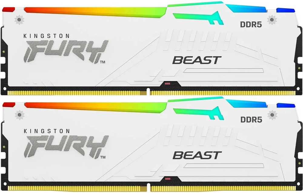 

Модуль памяти DDR5 32GB (2*16GB) Kingston FURY KF560C30BWEAK2-32 Beast White, 6000MHz CL30 1.4V, EXPO Ret, KF560C30BWEAK2-32