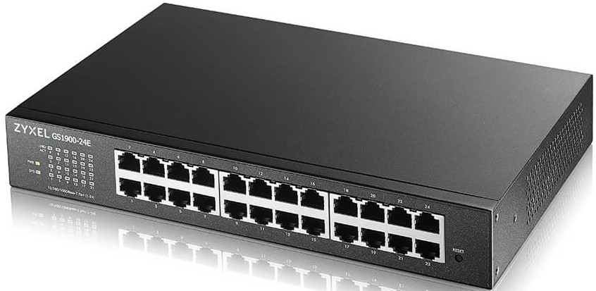 

Коммутатор управляемый ZYXEL GS1900-24E Smart L2, rack 19", 24xGE, настольный, бесшумный, GS1900-24E