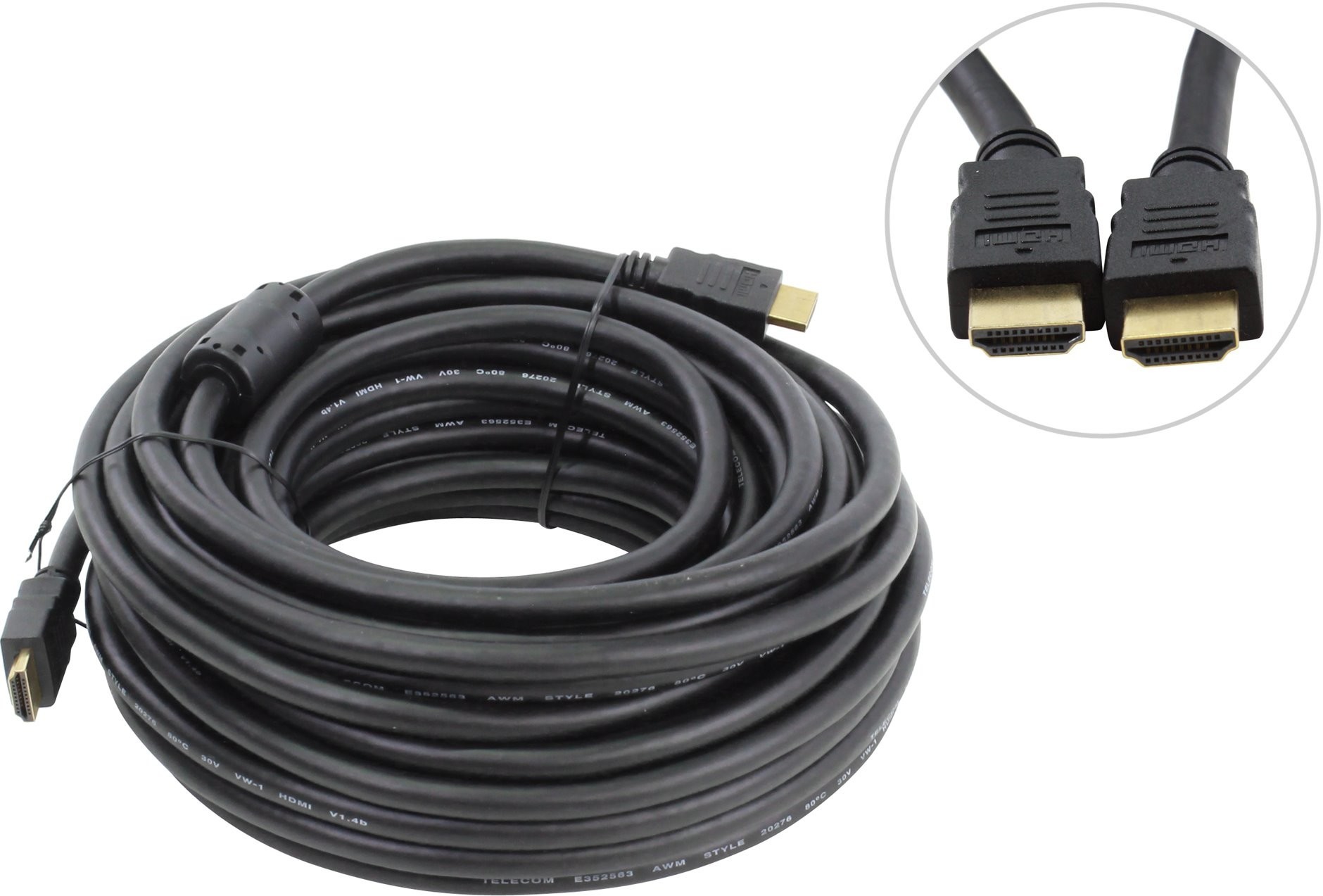 

Кабель интерфейсный HDMI-HDMI Telecom CG511D-15M M/M+2 фильтра, ферритовые кольца, Ethernet/3D, 15m, CG511D-15M