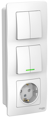 

Розетка Schneider Electric BLNBS102211 з/к шт 16А, 250В+выкл 2кл.с подсветкой+выкл 2кл. (белый) внутр, BLNBS102211