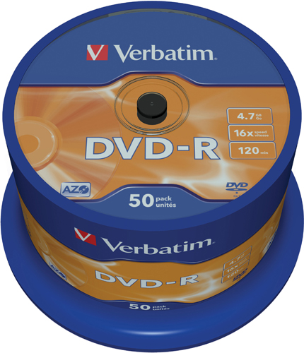 

Диск DVD-R Verbatim 43548 4.7ГБ, 16x, 50 шт., Cake Box, 43548