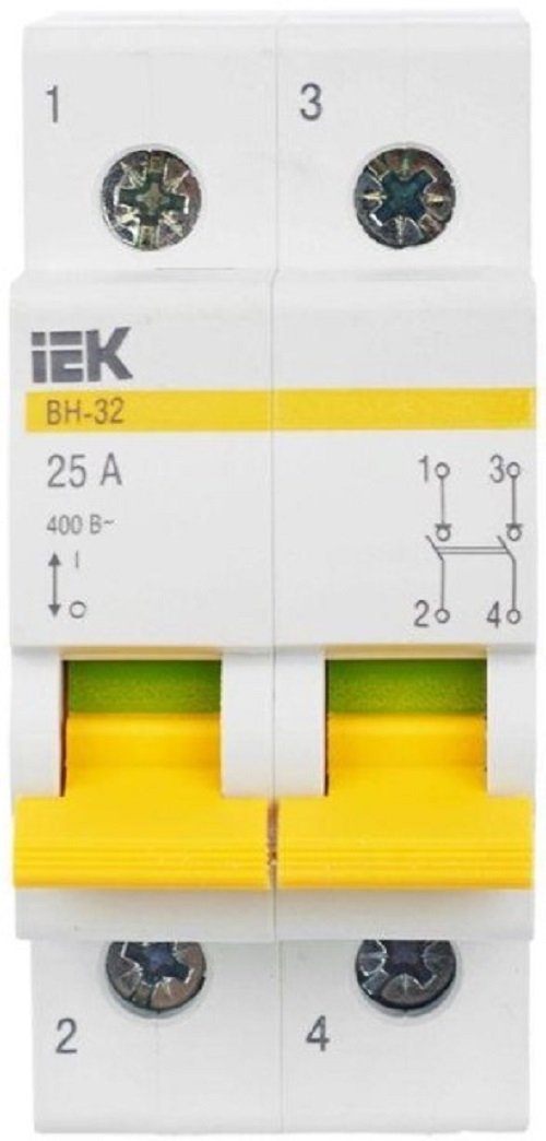 

Выключатель нагрузки IEK MNV10-2-02 (мини-рубильник) ВН-32 2Р 25А, MNV10-2-02