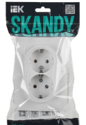 фото Розетка двухместная с заземлением в сборе  IEK SK-R24-16-K01-F