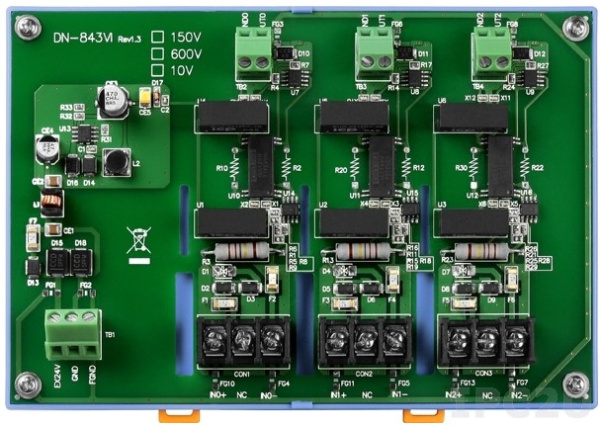 Изображение товара Плата-аттенюатор ICP DAS DN-843VI-600V CR для высоковольтных измерений