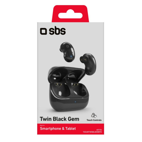 фото Беспроводные наушники SBS Twin Black Gem, Bluetooth, Внутриканальные, Черный, [TEEARTWSBLGEMBTK]