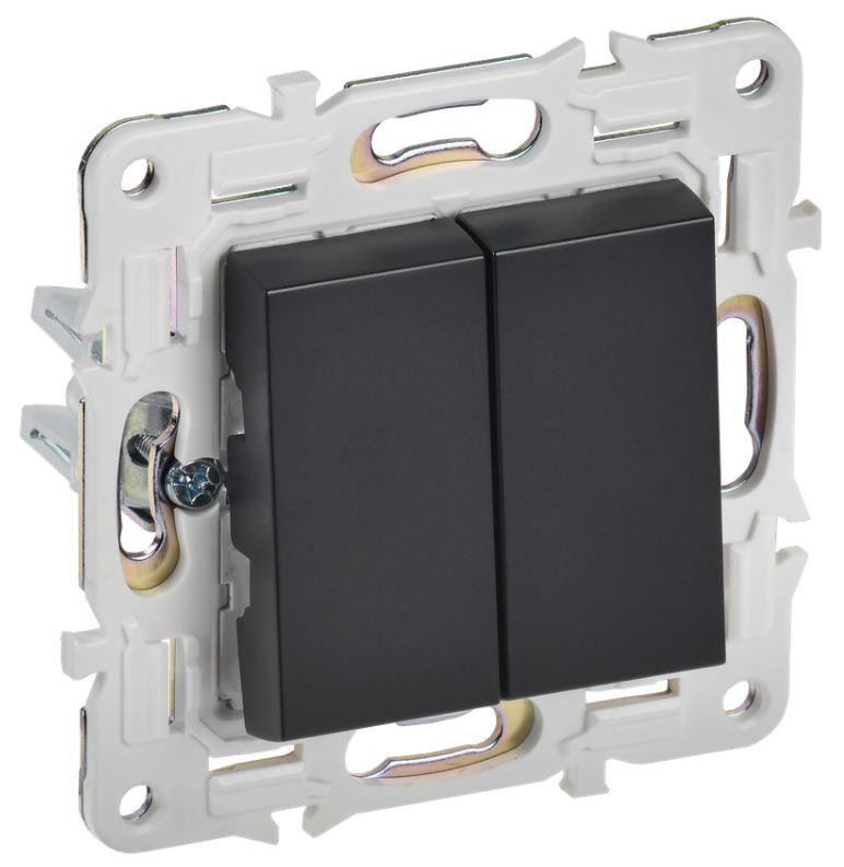 

Переключатель двухклавишный IEK SK-V23-0-10-K02 SKANDY 10А SK-V06Bl Черный, SK-V23-0-10-K02