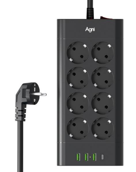 фото Сетевой фильтр  AGNI TP-FA4U8E-C-5m-black в Казани