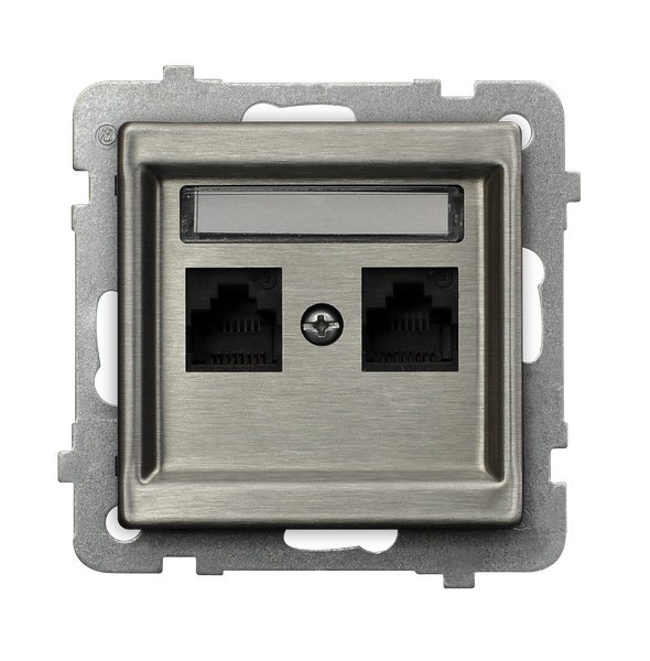 

Розетка Ospel GPK-2RM/K/m/37 компьютерная, двойная, кат. 5e MMC, клеммы IDC, нержавеющая сталь, GPK-2RM/K/m/37