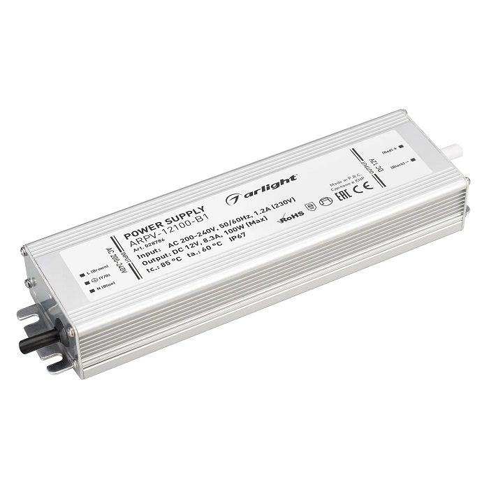 

Блок питания Arlight ARPV-12100-B1 028786 (12V, 8,3A, 100W) IP67 металл, ARPV-12100-B1