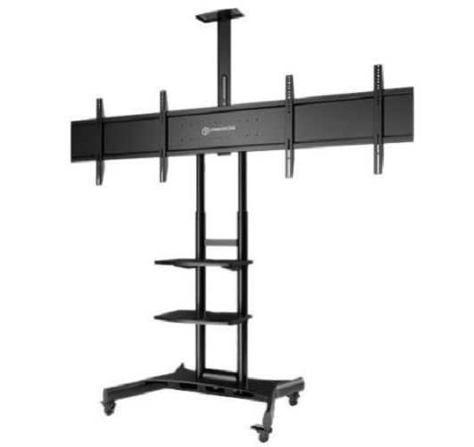 

Мойка TS1881DVB Мобильная стойка ONKRON на 2 ТВ/ 40-65" от 200х200 до 800х500, 2 полки, макс нагр 2х45,5кг, высота 1350-1650мм, черная, TS1881DVB