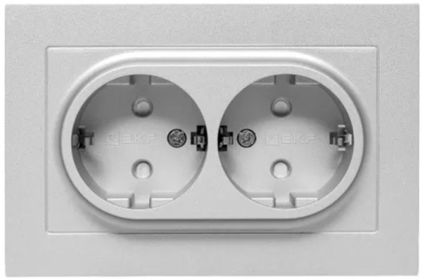 фото Розетка двухместная с заземлением в сборе EKF UP1-SOA-211 в Воронеже