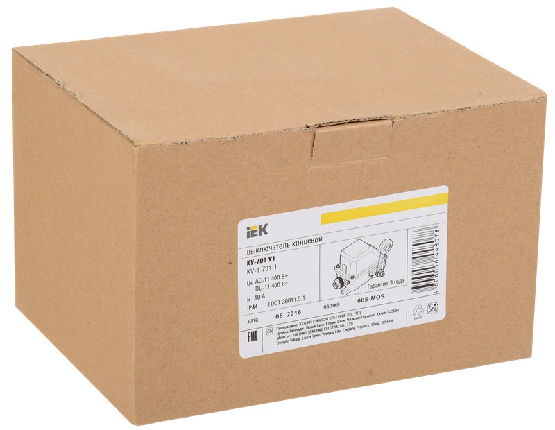 

Выключатель концевой IEK KV-1-701-1 КУ-701 У1, рычаг с роликом, 10А, IP44, 2 эл. цепи, KV-1-701-1