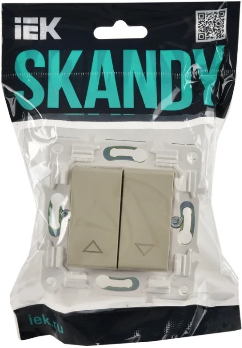 

Выключатель двухклавишный для жалюзи IEK SK-V15-0-10-K10 SKANDY 10А SK-V12B бежевый, SK-V15-0-10-K10