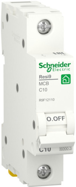 

Автоматический выключатель Schneider Electric RESI9 R9F12110 (С) 10А 1P 6000A, RESI9