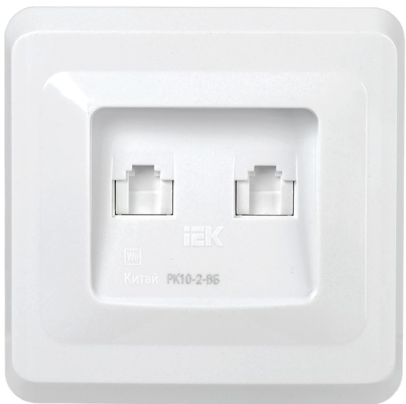 

Розетка компьютерная двойная IEK EKV25-K01-DM VEGA RJ45 кат.5е РК10-2-ВБ белый, EKV25-K01-DM