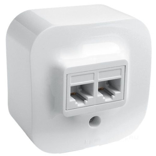 

Розетка Legrand 782228 Quteo двойная компьютерная RJ45 категория 5е UTP наружная (белая), 782228