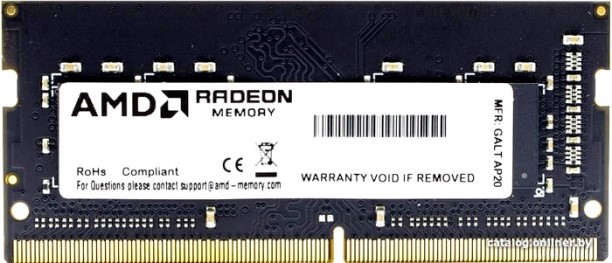 

Модуль памяти SODIMM DDR4 16GB AMD R9416G3206S2S-U PC4-25600 3200MHz CL22 1.2V Retail, R9416G3206S2S-U