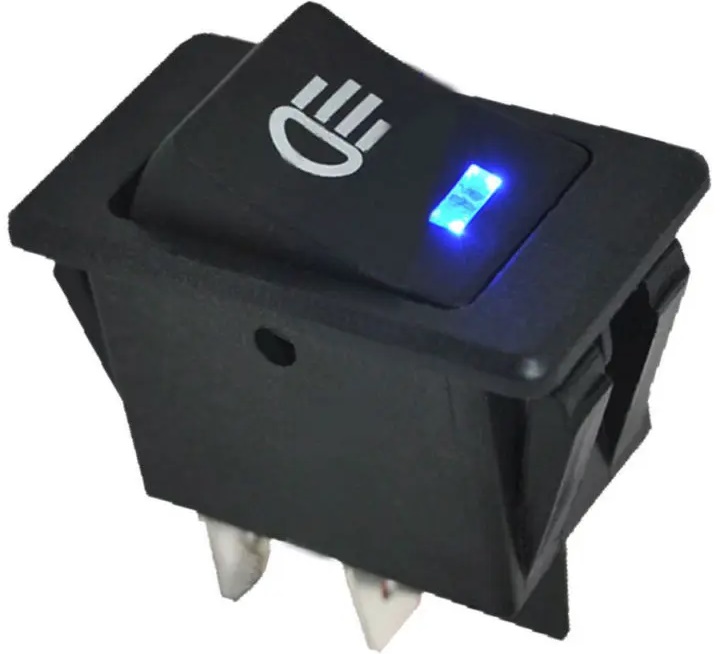 

Выключатель Rexant 36-4443 клавишный 12V 35А (4с) ON-OFF с синей LED подсветкой (ASW-17D), 36-4443