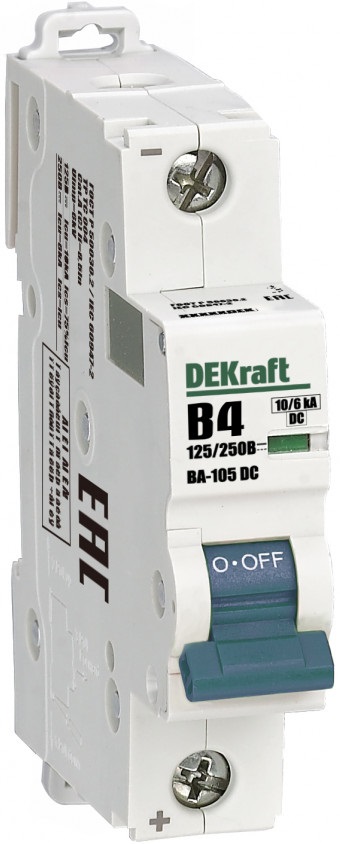 

Автоматический выключатель DEKraft 13352DEK ВА-105 1P B кривая 4A 250В DC, 13352DEK