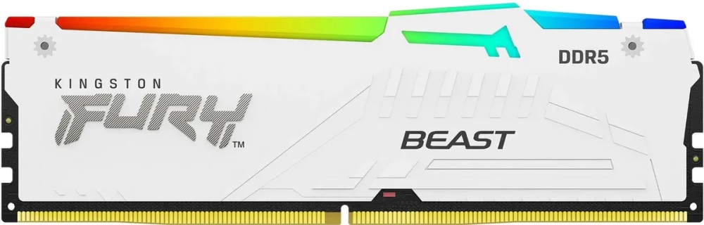 

Модуль памяти DDR5 16GB Kingston FURY KF560C30BWA-16 Beast white RGB, PC5-48000, 6000MHz, CL30, 1,4V, XMP, радиатор, KF560C30BWA-16