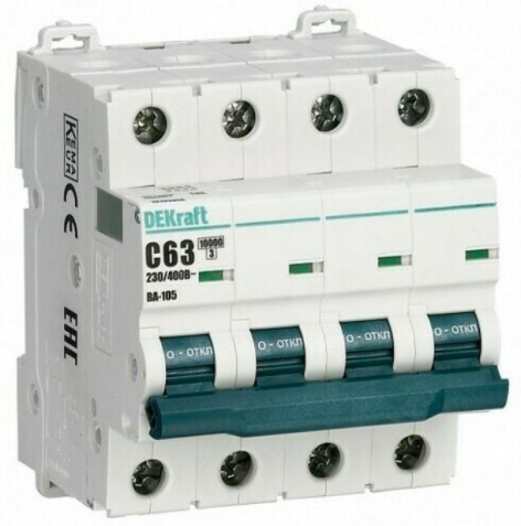 Изображение товара Автоматический выключатель DEKraft 13190DEK серии ВА-105 20 А IP20 4 полюса