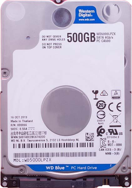 

Жесткий диск 500GB SATA 6Gb/s Western Digital WD5000LPZX WD Blue 2.5" 5400rpm 128MB, WD5000LPZX
