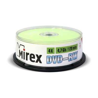 

Диск DVD-RW Mirex 202530 4.7 Gb, 4x, Cake Box, 25шт, 202530