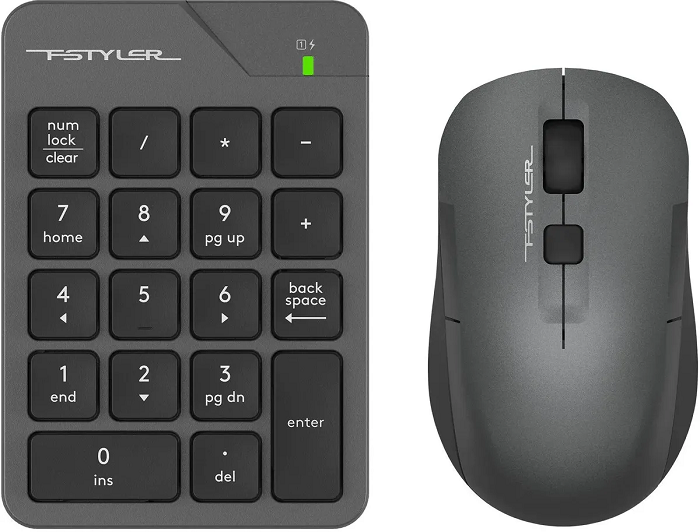 

Комплект A4Tech FG1600C Fstyler Air цифровой блок клавиатуры+мышь,клав:серый мышь:серая, USB, беспроводная, slim (1939045), FG1600C