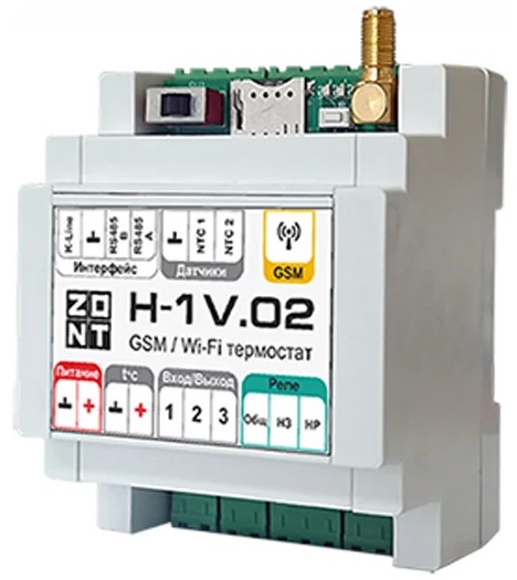 

Модуль управления Zont H-1 V.02 ML00005454 GSM / Wi-Fi контроллер для газовых и электрических котлов, крепление на DIN-рейку, H-1 V.02