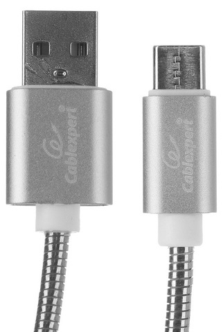 

Кабель интерфейсный USB 2.0 Cablexpert CC-G-USBC02S-1M AM/Type-C, серия Gold, длина 1м, серебро, блистер, CC-G-USBC02S-1M