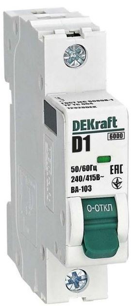 

Автоматический выключатель DEKraft 12328DEK 1Р 1А х-ка D ВА-103 6кА, 12328DEK