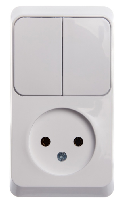 

Блок Schneider Electric BPA16-205B розетка б/з + выключатель 2-клавишный бел, BPA16-205B