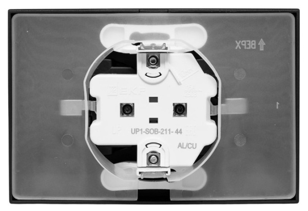фото Розетка двухместная с заземлением в сборе EKF UP1-SOB-211-44