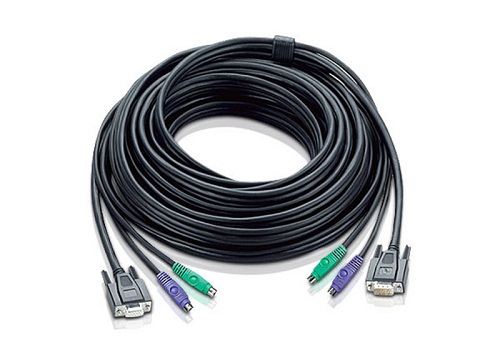 

Кабель Aten 2L-1010P мон+клав+мышь PS/2, HD DB15+2x6MINI-DIN, Female/2xMale-3xMale, 8+6+6 проводов, опрессованный, 10 м, черный, 2L-1010P