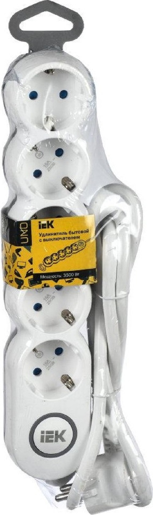 

Удлинитель IEK WYP53-16-05-05-ZK 5х5м с заземл. 16А IP20 Uno У05В 2P+PE 250В 3х1.5, WYP53-16-05-05-ZK