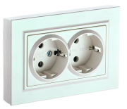 фото Розетка двухместная с заземлением в сборе  IEK BR-R21-16-K36-F