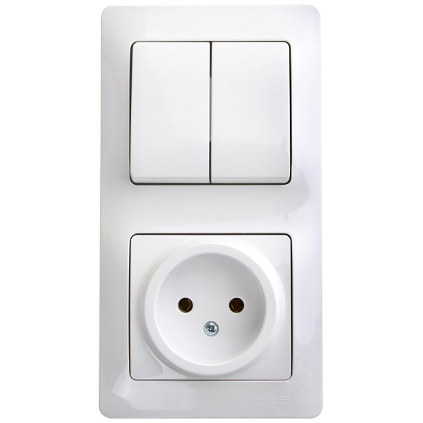 

Блок Schneider Electric GSL000172 розетка и 2-кл. выключатель бел, GSL000172
