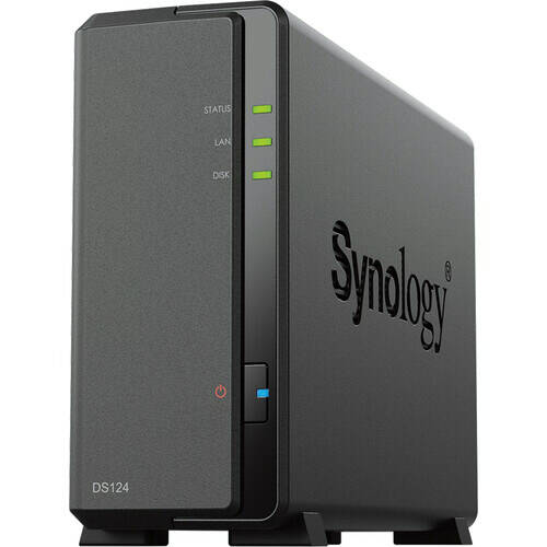 

Сетевой накопитель Synology DS124 1x3.5” или 2.5" SATA (крепление для 2,5-дюймового диска приобретается отдельно), 2xUSB3.2Gen1, UTP Gigabit, без HDD, DS124