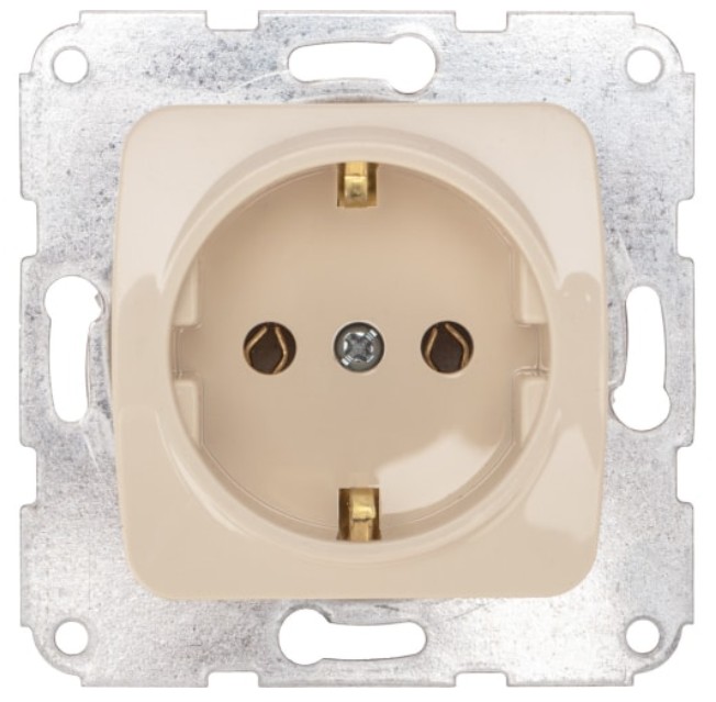 

Розетка KRANZ KR-78-0242 DEA 1-ая с/з з/ш с/у 16А мех. бежевая, KR-78-0242