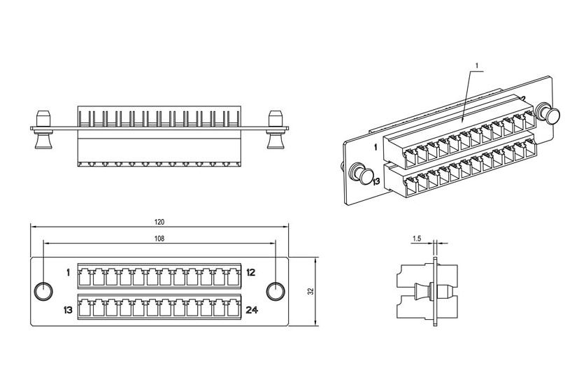 

Панель Hyperline FO-FPM-W120H32-24LC-BL для FO-19BX с 24 LC адаптерами, 24 волокна, одномод OS1/OS2, 120x32 мм, адаптеры цвета синий (blue), FO-FPM-W120H32-24LC-BL