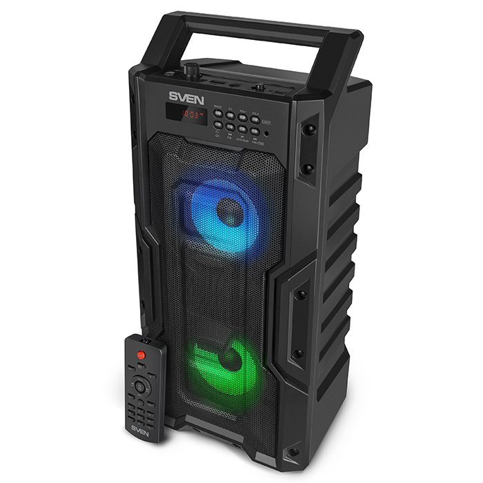 

Портативная акустика 2.0 Sven PS-435 SV-019075 черная, 2x10 Вт (RMS), TWS, BT, FM, USB, microSD, LED-дисплей, ПДУ, PS-435