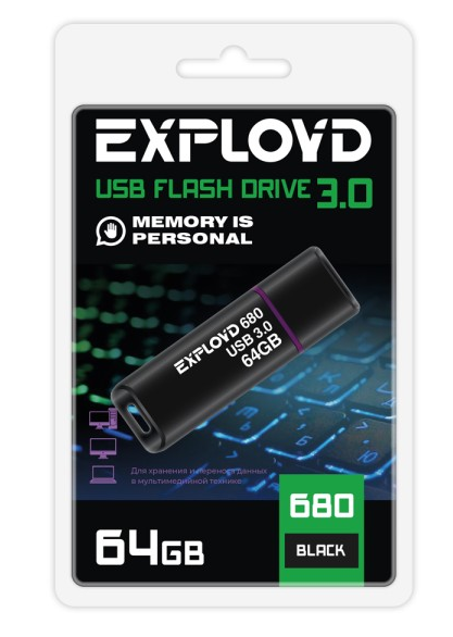 

Накопитель USB 3.0 64GB Exployd EX-64GB-680-Black 680 чёрный, EX-64GB-680-Black