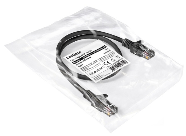 фото Кабель патч-корд U/UTP 5e кат. 0.5м Exegate UTP-RJ45-RJ45-5e-0,5M-BK в Красноярске