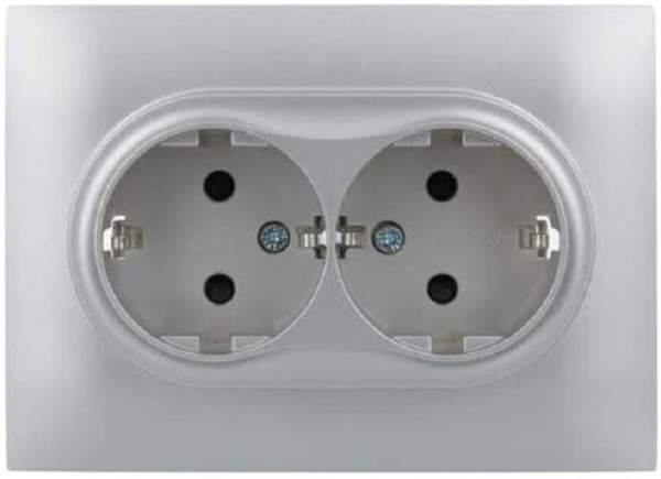 фото Розетка двухместная с заземлением в сборе IEK SK-R24-16-K23-F в Казани