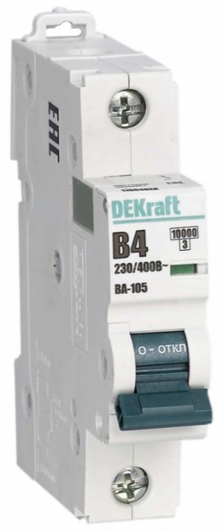 

Автоматический выключатель DEKraft 13102DEK 1P 4A х-ка B ВА-105 10кА, 13102DEK