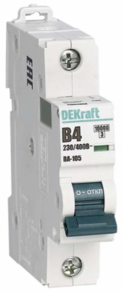 Изображение товара Автоматический выключатель DEKraft 13102DEK ВА-105 4А IP20 для DIN-рейки