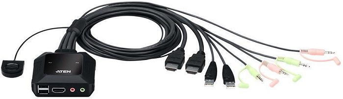 

Переключатель Aten CS22H-AT 1 user USB+HDMI+AUDIO => 2 cpu USB+HDMI+AUDIO, со встр.шнурами USB 2x1.2м., 4096x2160 60Hz 4:4:4, настол., ~, без OSD, не, CS22H-AT