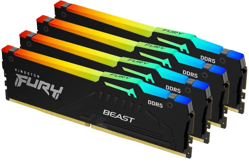 

Модуль памяти DDR5 64GB (4*16GB) Kingston FURY KF552C40BBAK4-64 Beast RGB XMP PC5-41600 5200MHz 1RX8 CL40 1.25V 288-pin 16Gbit heatsink, KF552C40BBAK4-64