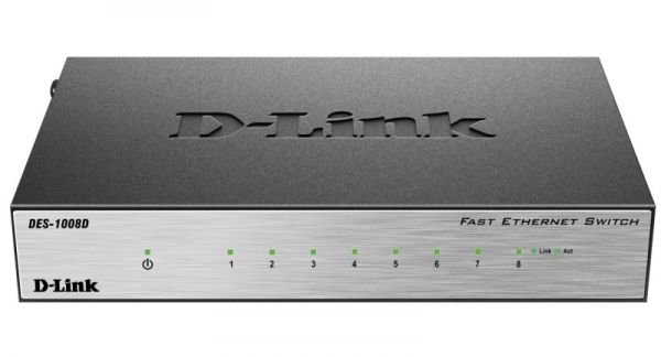

Коммутатор неуправляемый D-link DES-1008D/L2B 8x10/100Mbps, metal case, DES-1008D/L2B