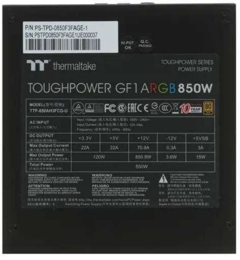 фото Блок питания ATX Thermaltake Toughpower GF3 ARGB в Екатеринбурге